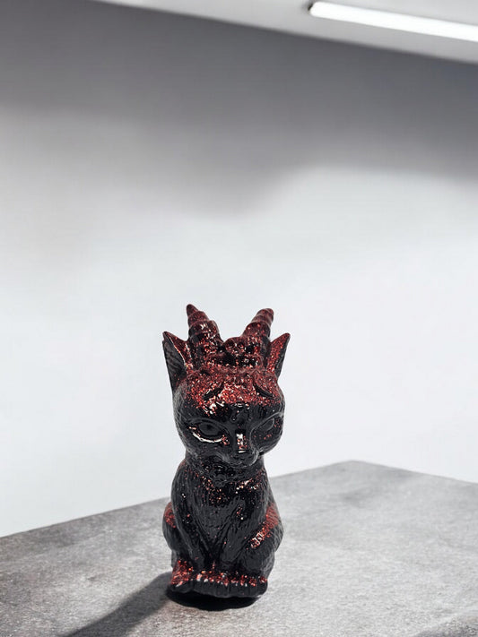 Katze mit Hörner Schwarz - Rot